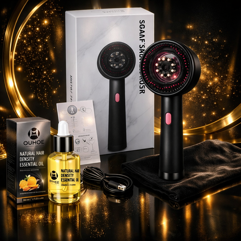 630nm Red Light Therapy Electric Massaging Comb · Anti-Hair Loss & Growth Stimulator